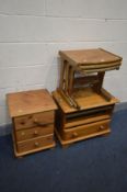 A G PLAN STYLE TEAK NEST OF THREE TABLES (condition:- fluid stains to each table) along with a