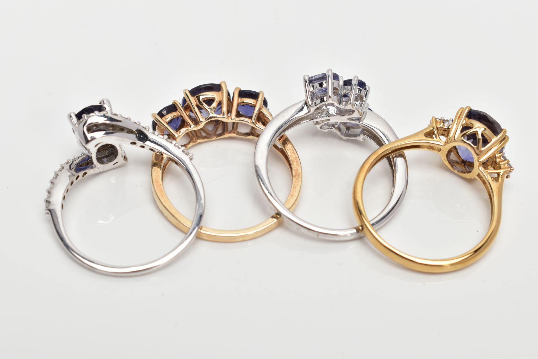 FOUR 9CT GOLD GEM SET DRESS RINGS, to include two white gold rings, set with Tanzanite and - Image 3 of 3