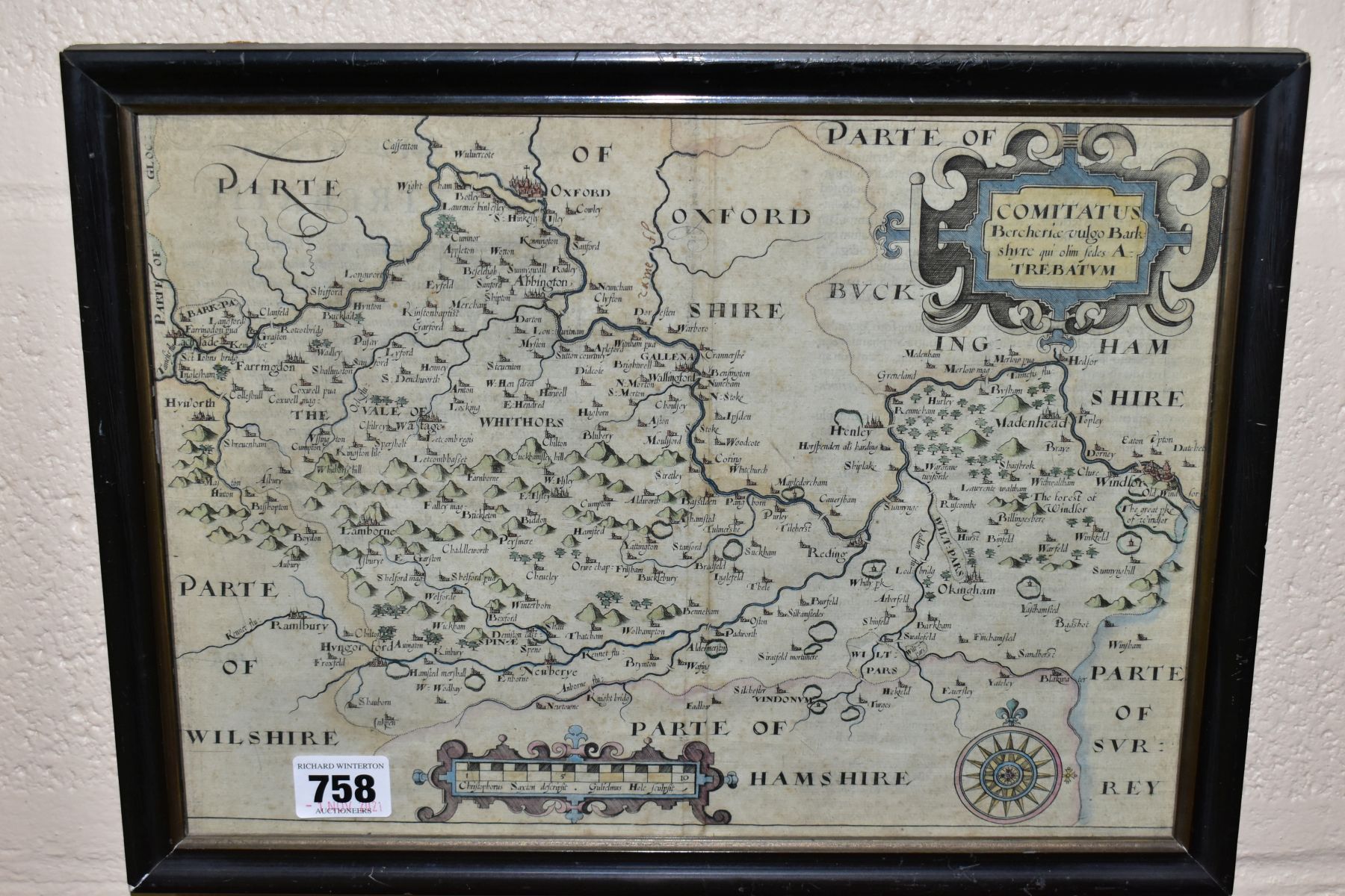 TWO 17TH CENTURY MAPS BY CHRISTOPHER SAXTON, the first map of Barkshire with William Hole 'Comitatus - Image 2 of 9