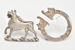 TWO SILVER BROOCHES, to include an 'Ola Gorie' silver Celtic brooch, fitted with a brooch pin,