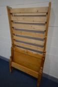 A PINE SINGLE BEDSTEAD and Gainsborough mattress