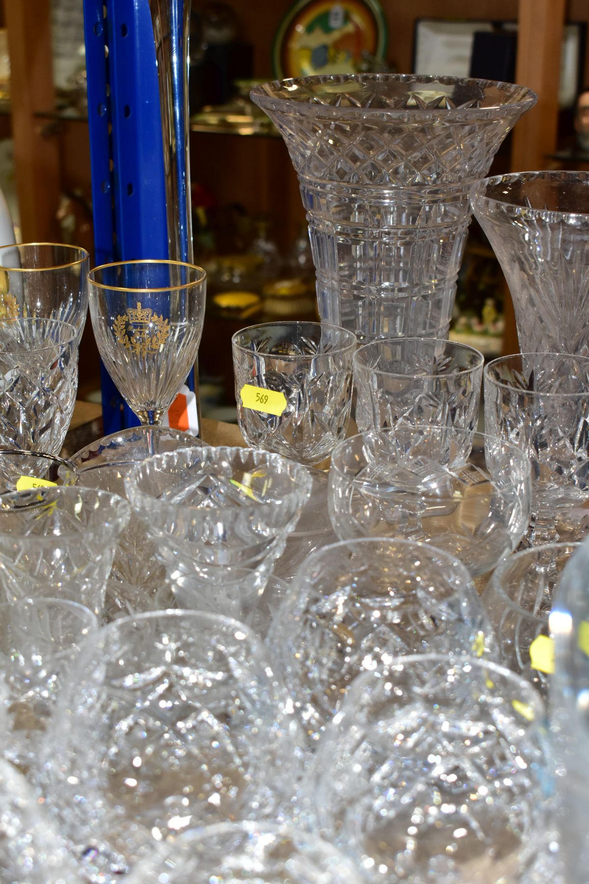 A QUANTITY OF CUT GLASS ETC, to include incomplete sets of brandy, wine and port glasses etc, - Image 8 of 10