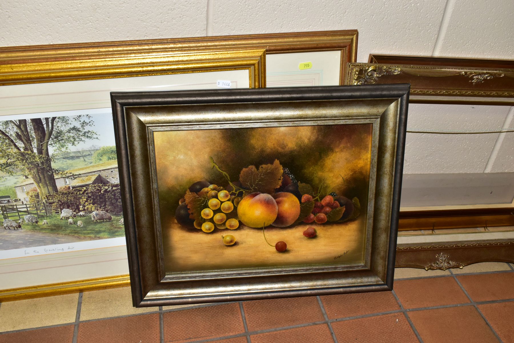 CHRISTOPHER HUGHS (BRITISH CONTEMPORARY), a still life of fruits, signed bottom right, oil on
