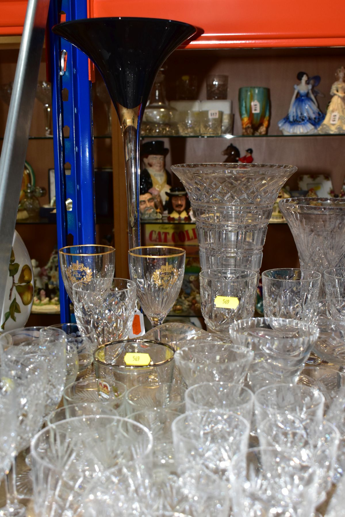 A QUANTITY OF CUT GLASS ETC, to include incomplete sets of brandy, wine and port glasses etc, - Image 3 of 10