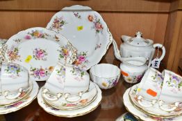 ROYAL CROWN DERBY 'DERBY POSIES' TEA WARES ETC, comprising eight cups and saucers, six side