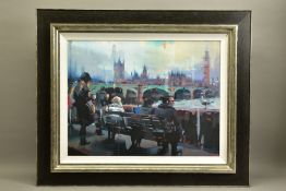 CHRISTIAN HOOK (BRITISH 1971) 'EMBANKMENT', a signed limited edition print of a London cityscape,