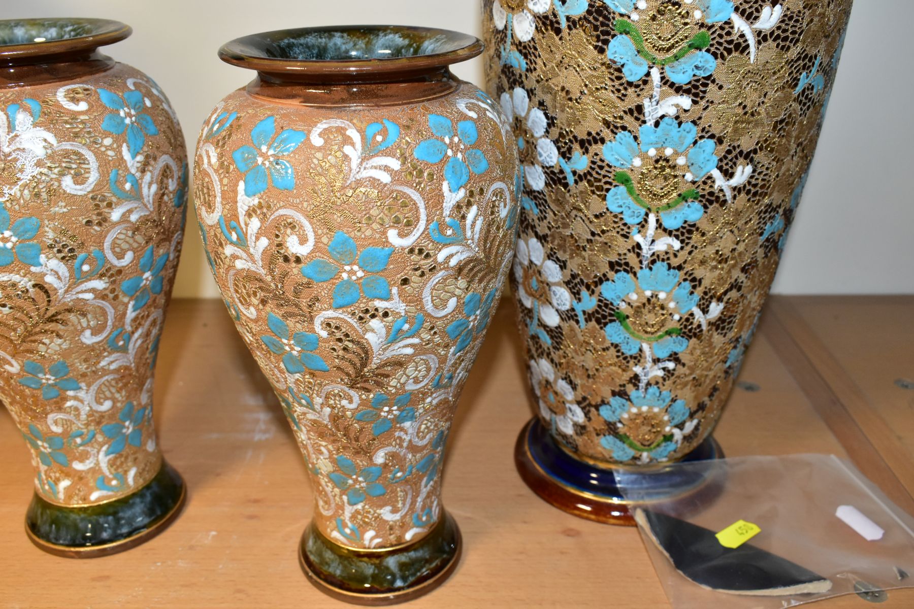 TWO PAIRS OF ROYAL DOULTON SLATERS PATENT BALUSTER VASES, the taller pair with flared rims, one with - Image 3 of 9