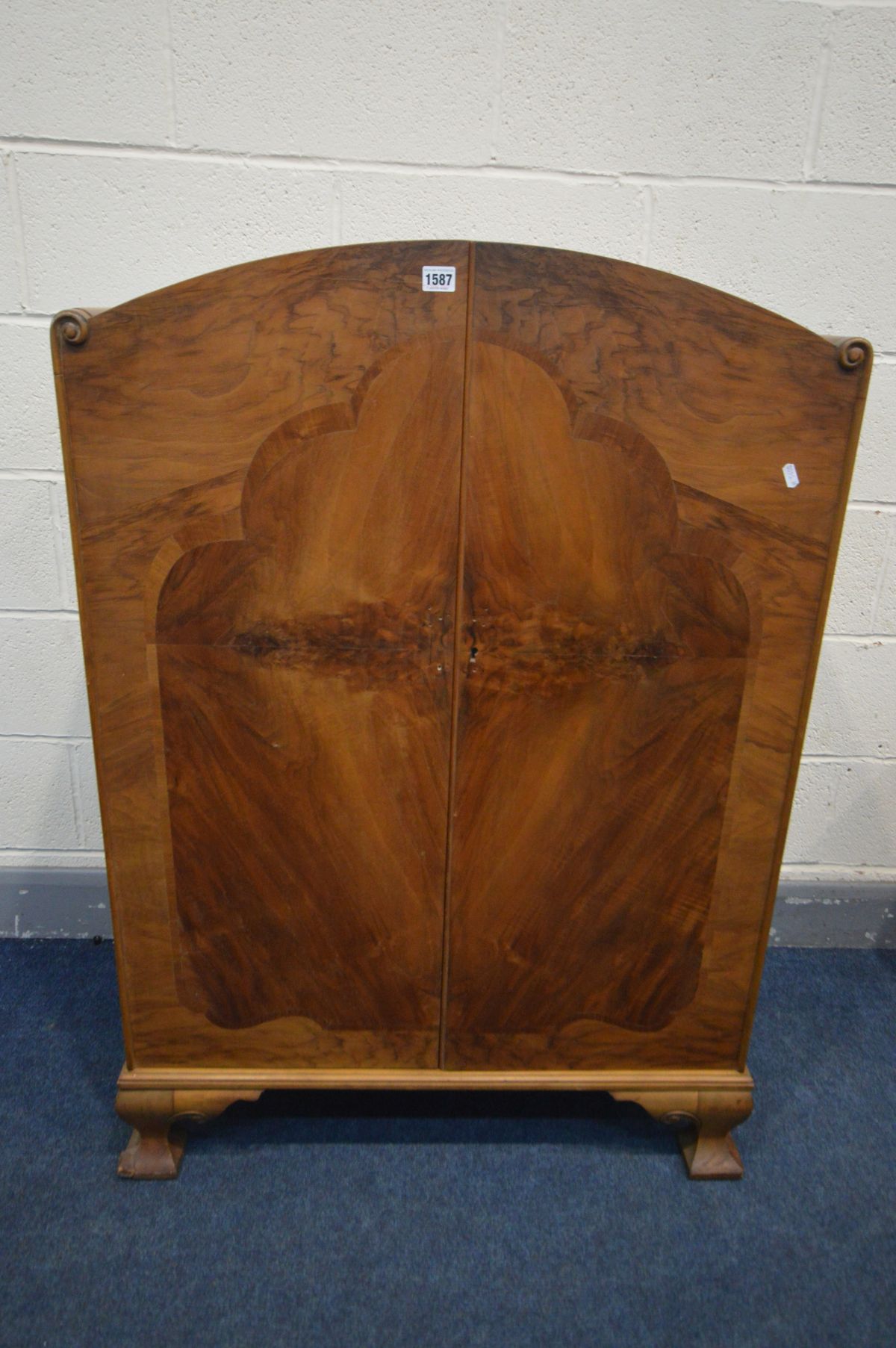 AN ART DECO WALNUT TWO DOOR CUPBOARD, with two internal drawers, width 82cm x depth 49cm x height - Image 2 of 3