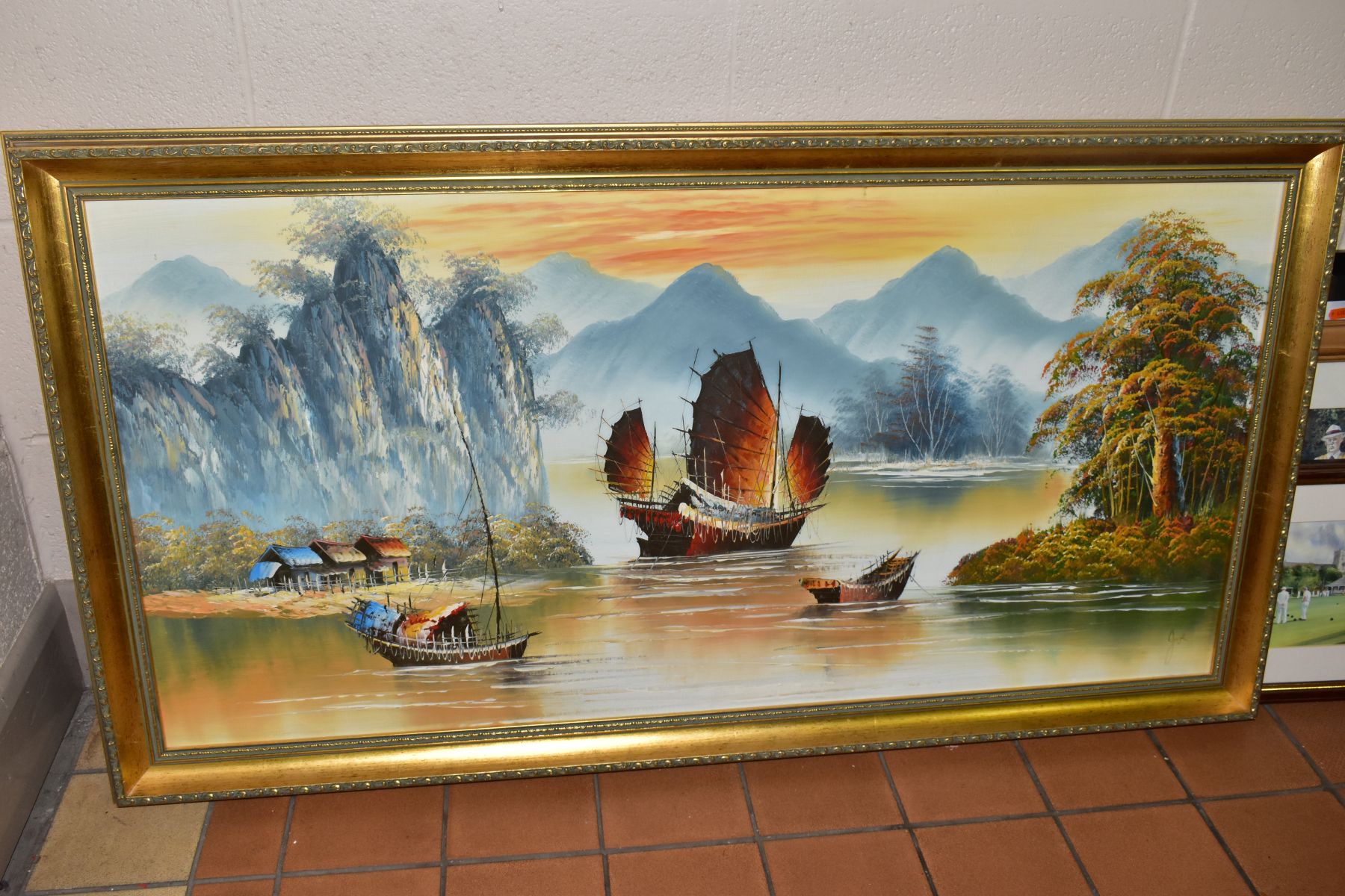 PAINTINGS AND PRINTS ETC, to include a Chinese watercolour landscape, signed Joe, oil on canvas, - Image 3 of 4
