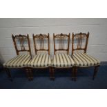 A SET OF FOUR LATE VICTORIAN WALNUT CHAIRS