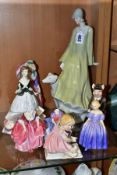 FIVE ROYAL DOULTON LADY FIGURES AND OTHERS, comprising Royal Doulton Reflections 'Strolling' HN3073,