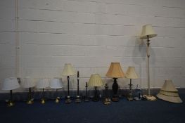 THIRTEEN VARIOUS LAMPS, to include one Laura Ashley, and one John Lewis lamp, of various styles