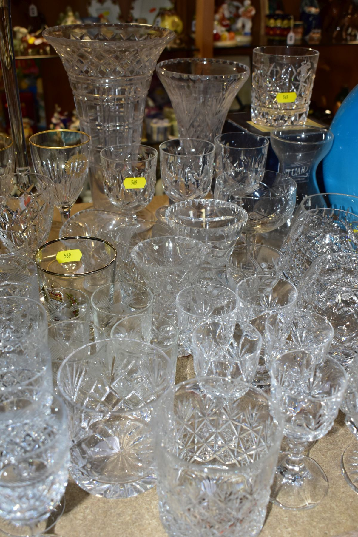 A QUANTITY OF CUT GLASS ETC, to include incomplete sets of brandy, wine and port glasses etc, - Image 6 of 10