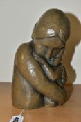A THERESA GILDER COLD CAST BRONZE AND RESIN BUST OF A MOTHER AND BABY, signed to the base, height