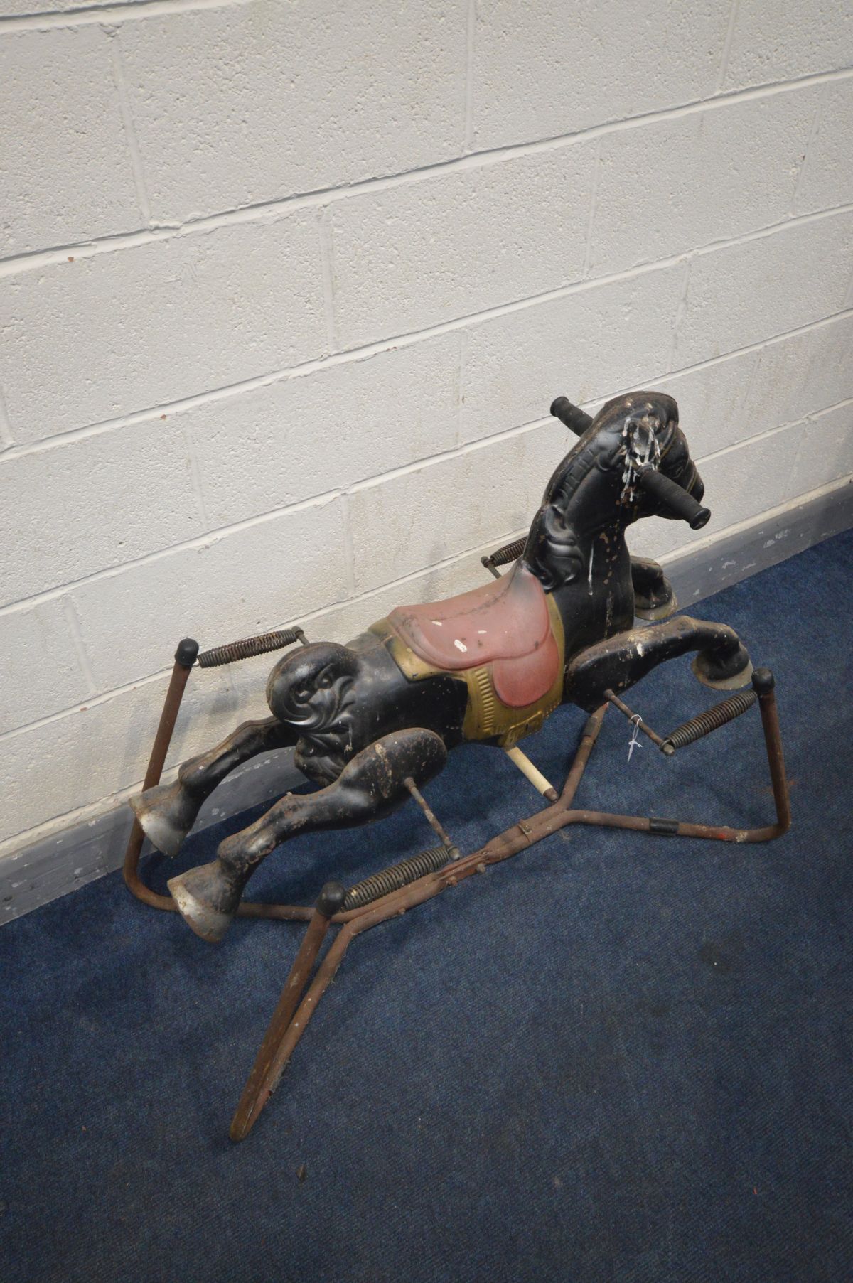 A VINTAGE MOBO TOYS SPRUNG HORSE ROCKER, height 90cm and metal framed folding plastic children's - Image 2 of 3