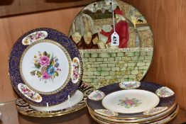 NINE VARIOUS DECORATIVE PLATES BY ROYAL WORCESTER, ROYAL DOULTON, SPODE AND ROYAL CROWN DERBY,