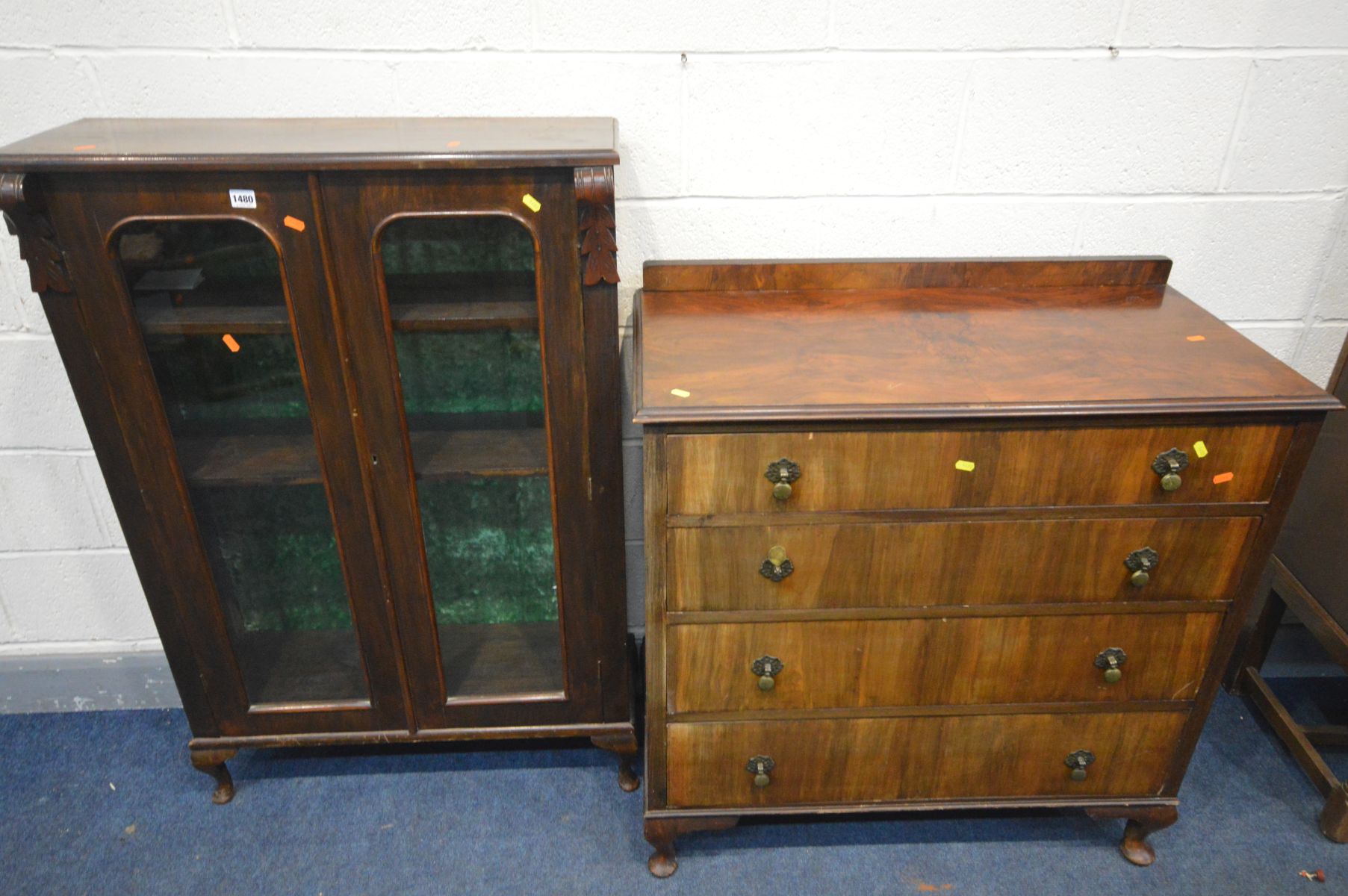 A LATE VICTORIAN MAHOGANY GLAZED TWO DOOR BOOKCASE, width 81cm x depth 29cm x height 121cm