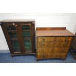 A LATE VICTORIAN MAHOGANY GLAZED TWO DOOR BOOKCASE, width 81cm x depth 29cm x height 121cm