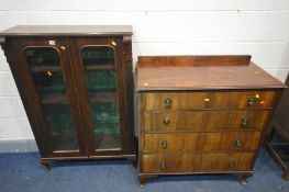 A LATE VICTORIAN MAHOGANY GLAZED TWO DOOR BOOKCASE, width 81cm x depth 29cm x height 121cm