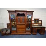A MAPLE AND CO, EDWARDIAN WALNUT TWO PIECE BEDROOM SUITE comprising a compactum wardrobe, two