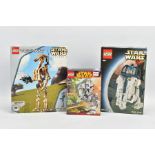 THREE BOXED LEGO STAR WARS SETS, Battle Droid 8001, R2-D2 8009 and Clone Scout Walker 7250, in