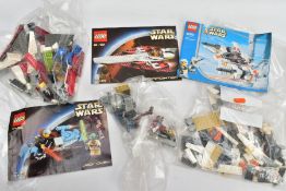 THREE UNBOXED LEGO STAR WARS SETS, Rebel Snowspeeder 4500, Jedi Duel 7103 and Jedi Starfighter 7143,