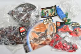 THREE UNBOXED LEGO STAR WARS SETS, Haillfire Droid 4481, Naboo Swamps 7121 and Twin Pod Cloud Car