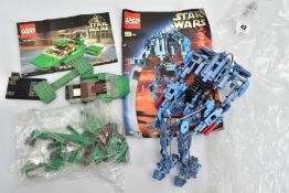 TWO UNBOXED LEGO STAR WARS SETS, Flash Speeder 7124 and Super Battle Droid 8012, in used