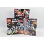 THREE BOXED LEGO STAR WARS SETS, V-Wing Fighter 6205, TIE Interceptor 6206 and TIE Fighter 7263,