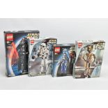 FOUR BOXED LEGO STAR WARS CHARACTERS SETS, comprising 8007 C-3PO, 8008 Stormtrooper, 8101 Darth