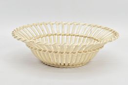 A SECOND HALF 20TH CENTURY WEDGWOOD CREAMWARE BASKET, stamped 90 BB to base with 'Wedgwood