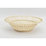 A SECOND HALF 20TH CENTURY WEDGWOOD CREAMWARE BASKET, stamped 90 BB to base with 'Wedgwood
