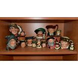 SIXTEEN CERAMIC CHARACTER AND TOBY JUGS, ELEVEN BY ROYAL DOULTON, comprising large size Old Charley,