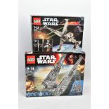 TWO BOXED LEGO STAR WARS SETS, comprising 6208 B-Wing Fighter and 75104 Kylo Ren's Command
