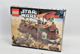 A BOXED LEGO STAR WARS 6210 JABBA'S SAIL BARGE, in used condition, appears to have been built,