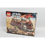 A BOXED LEGO STAR WARS 6210 JABBA'S SAIL BARGE, in used condition, appears to have been built,