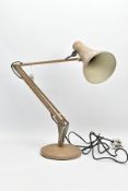 A VINTAGE BEIGE ANGLE POISE LAMP, (not PAT tested), some age related pitting and scuffing