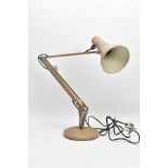 A VINTAGE BEIGE ANGLE POISE LAMP, (not PAT tested), some age related pitting and scuffing