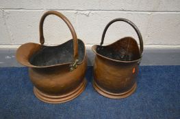 TWO COPPER COAL SCUTTLES