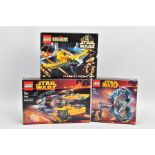 THREE BOXED LEGO STAR WARS SETS, Naboo Starfighter 7141, Droid Tri-Fighter 7252 and Jedi Starfighter