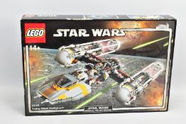 A BOXED LEGO STAR WARS Y-WING ATTACK STARFIGHTER No 10134, in used condition, has been constructed