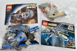 TWO UNBOXED LEGO STAR WARS SETS, TIE Bomber 4479 and X-Wing Fighter 7140, in used condition,