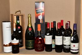 WINE, PORT & BRANDY, comprising ten bottles of red wine including Cru Bourgeois, Chateauneuf-du-