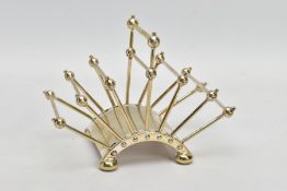 A HUKIN & HEATH ELECTROPLATED FOLDING TOAST RACK DESIGNED BY DR. CHRISTOPHER DRESSER, model No.2555,