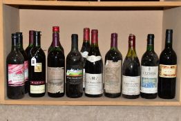 WINE, thirteen bottles of assorted red wine from Europe and the New World, (please note: bottles are