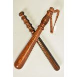 TWO POLICE TRUNCHEONS, (2)