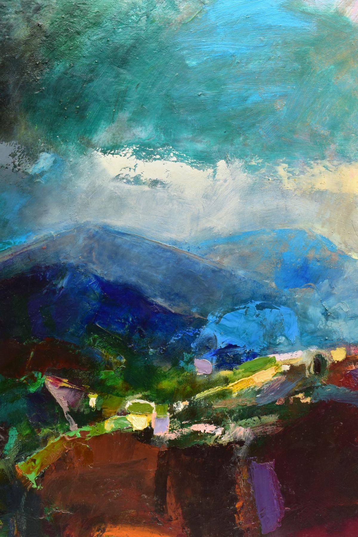 DAVID PRENTICE (1936-2014), 'Native Air', a colourful abstract landscape, signed, titled and dated - Image 2 of 11