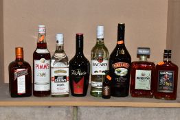 SPIRIT, eight bottles of assorted alcohol comprising Cointreau, Captain Morgan Rum (350ml)