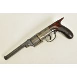 A PERCUSSION HARVEY'S PATENT 1ST MODEL REVOLVER, serial number 3068, bearing Birmingham proof marks,