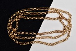 A 9CT GOLD BELCHER LINK CHAIN approximate length 600mm, spring clasp, 9ct gold Birmingham import